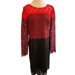 SHANI Women's  Ombre Tri-Color Lace Dress Built In Shaper Size 14